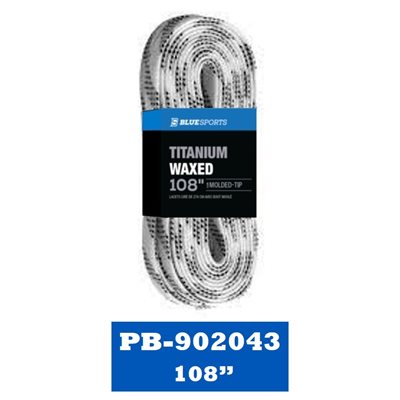 Titanium Laces Wax White / Black 108 in bulk / banded (24 pack)